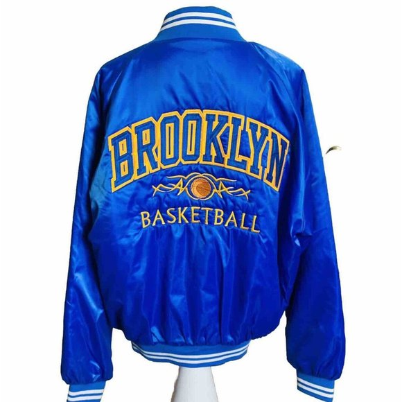 VTG Brooklyn Basketball 90s Lady Canes Varsity Bomber Jacket Sz XL Auburn Royal - Picture 14 of 15